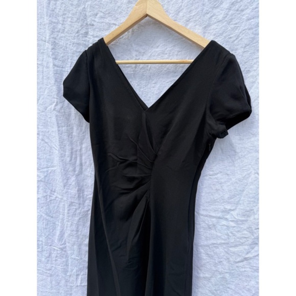 Banana Republic Sheath Dress Womens Black Ruched V-Neck Short Sleeve Size 6 - Picture 3 of 7